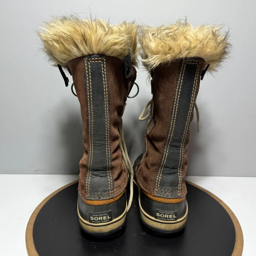 Sorel‎ Tofino Winter Boots Women Size 8 Waterproof Suede Brown Black Faux Fur